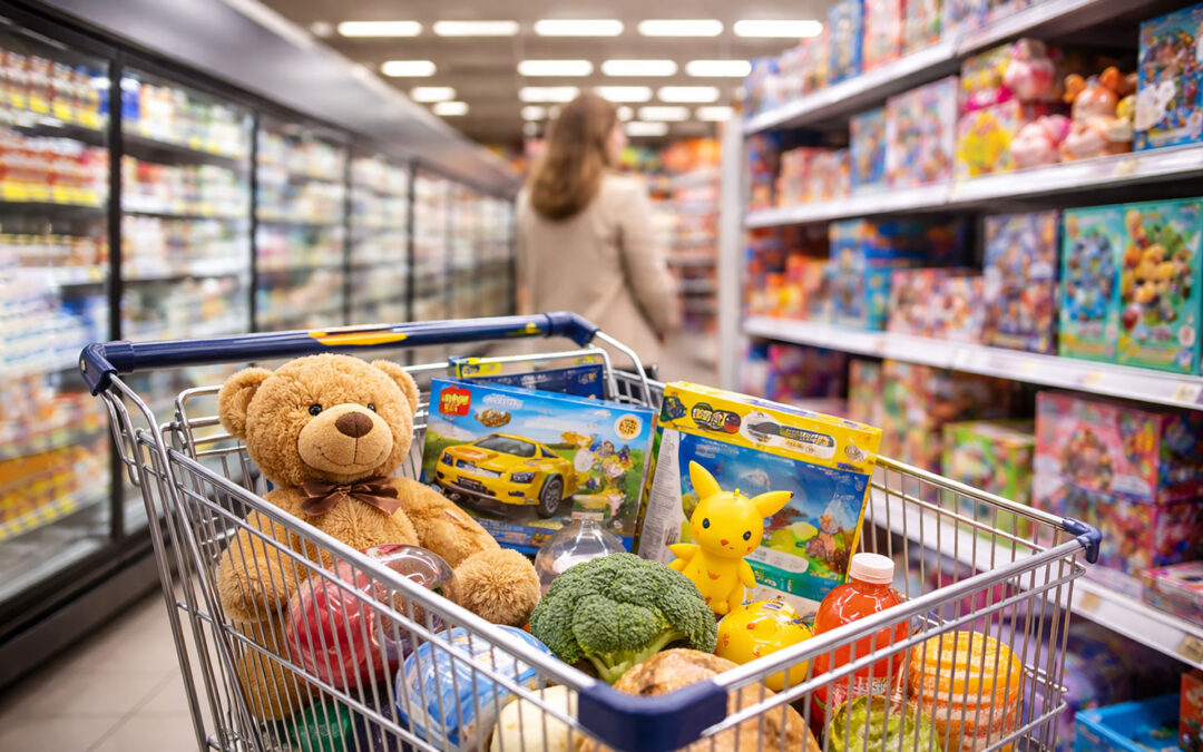 Spielwaren zwischen Kühlregal und Click&Collect